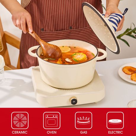 Chenshia 2.7L Enameled Dutch Oven Safe Casserole Non Stick Cast Iron Pot