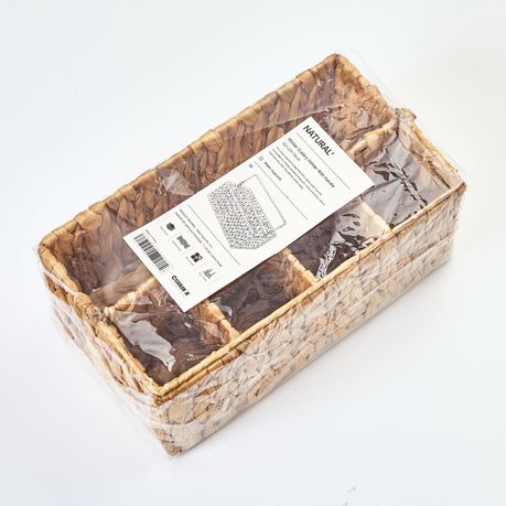 Chenshia 4-Compartment Hand-Woven Wicker Cutlery Holder Tabletop Organizer