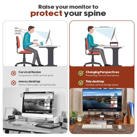 Chenshia Ergonomic Wood Desktop Computer Monitor Riser Stand Laptop Stand