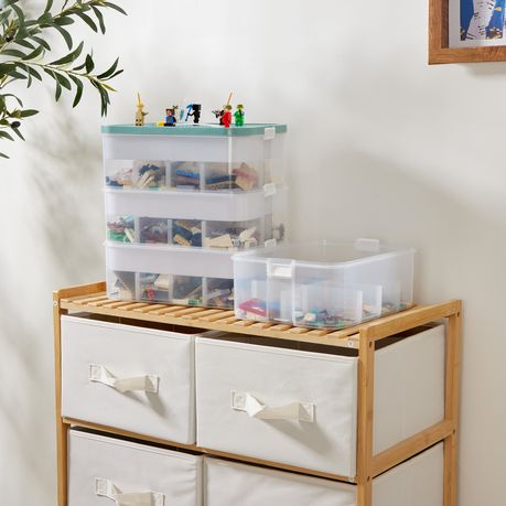 Building Block Organizer Box 3-Layer Stackable Toy Storage Bin Case