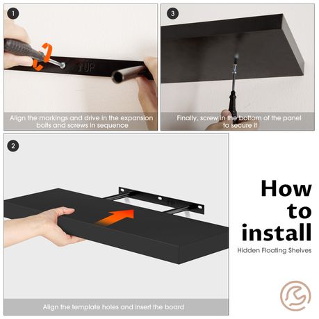 Black Home Office Floating Shelves - 3-Pack