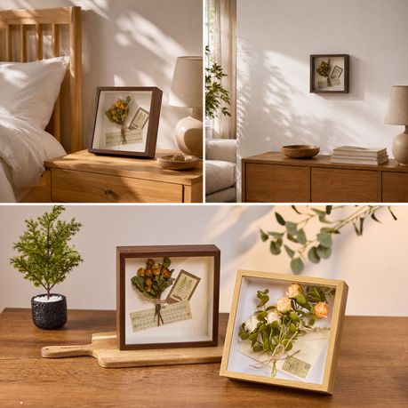 Walnut 20cm Shadow Box Frame - 3D Deep Display Case (2 Pack)