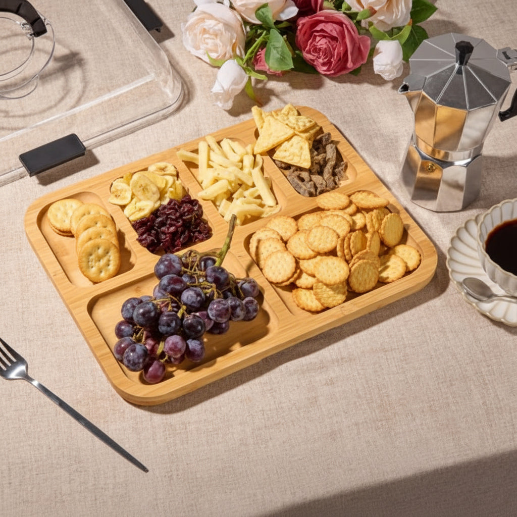 2-in-1 Bamboo Serving Tray & Cutting Board with Lid - Rectangle