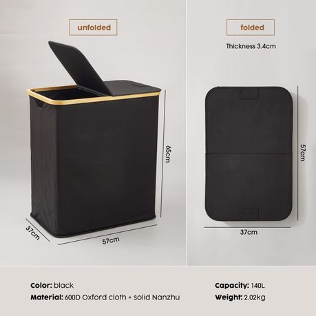 140L Double Laundry Hamper with Lid