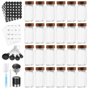 Chenshia 24-Piece Spice Jar Set Walnut Lids-Labels, Grinder, Pen & Funnel