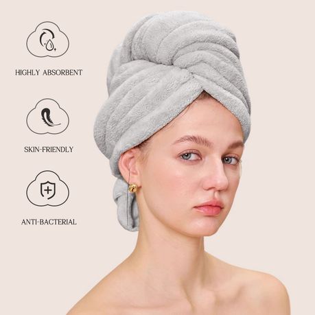 Microfiber Hair Towel Wrap Anti Frizz Absorbent Turban