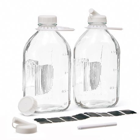 1.9L Glass Milk Bottles with Airtight Lids | 2-Pack