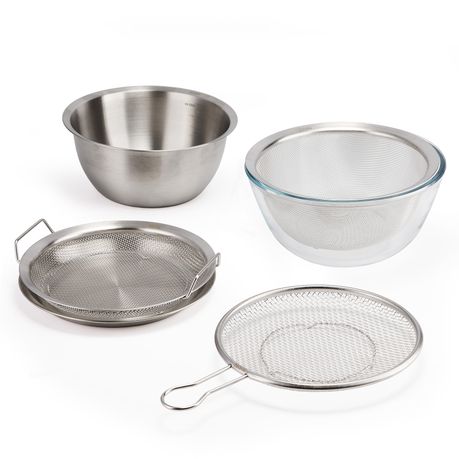 6-Piece Stainless Steel & Glass Mixing Bowl Set