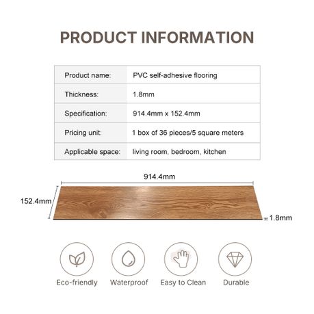 Vinyl Flooring Planks 36Pc Waterproof Self-Adhesive Tiles