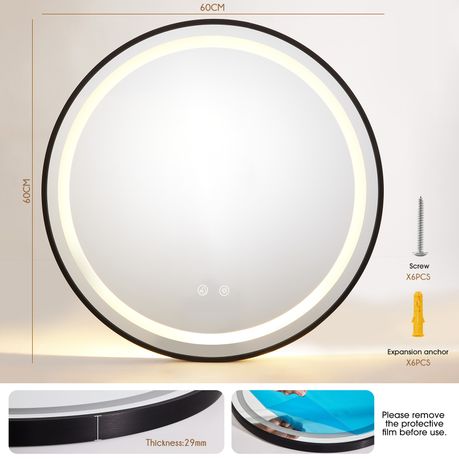 LED Bathroom Mirror Anti Fog Smart Illuminated 3 Color - Round