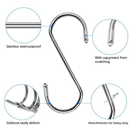 S-Shaped Hooks 30 Pack Stainless Steel Hanging Pegs