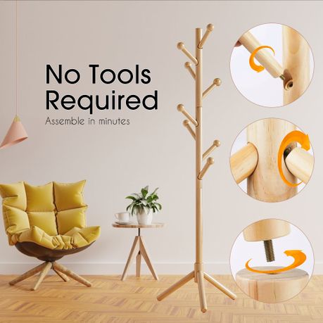 Solid Wood Freestanding Coat Rack
