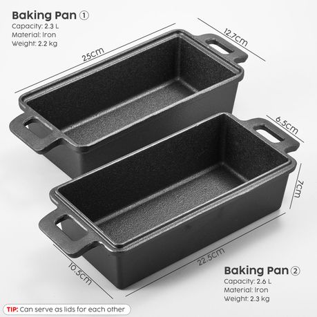Chenshia 2.6L Cast Iron Baking Pan Banana Loaf Bread Baking Pan & 2.3L Lid