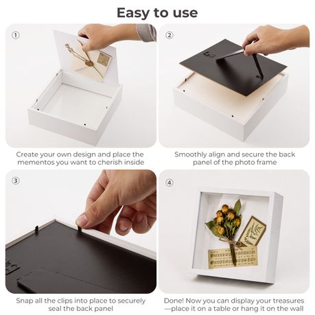 White 20cm Shadow Box Frame - 3D Deep Display Case (2 Pack)