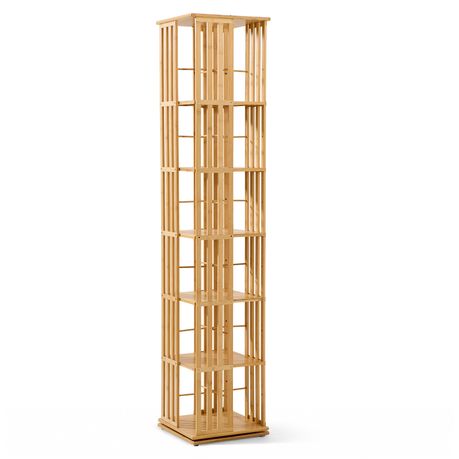 6-Tier 360° Rotating Bamboo Bookshelf