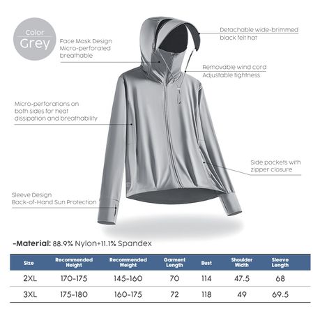 Mesh Hooded Sun Protection Jacket - 3XL