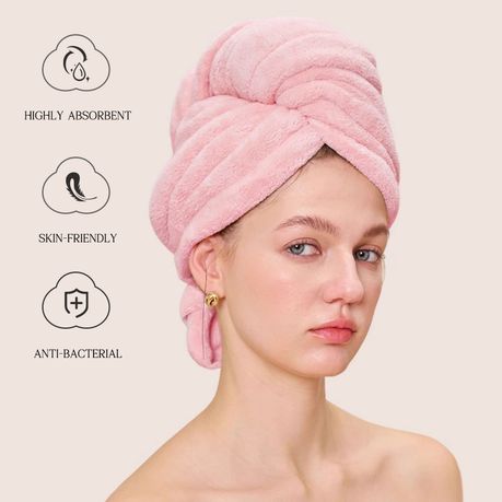 Microfiber Hair Towel Wrap Anti Frizz Absorbent Turban