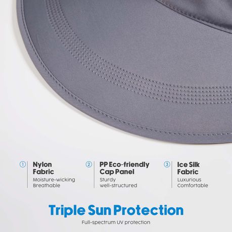 Sun Protection Hat with Neck Flap - Grey