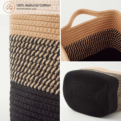 Chenshia 4Pc 19L Cotton Woven Storage Basket Cosmetic&Towel Organiser Bins