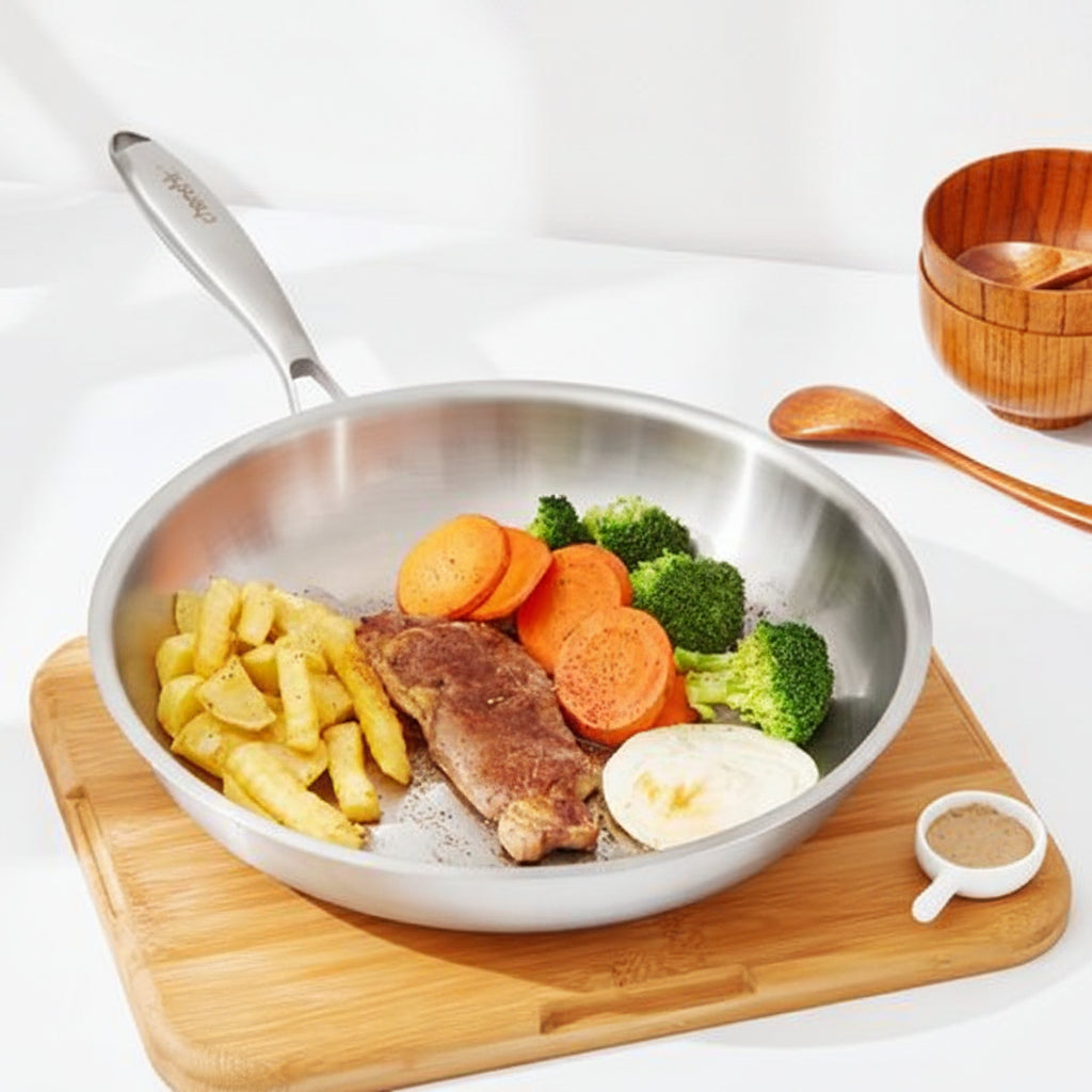 304 Stainless Steel Tri-Ply Frying Pan - 28cm