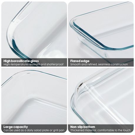 Chenshia 3-Pack Glass Baking Dish Set - Rectangular Oven-Safe Bakeware