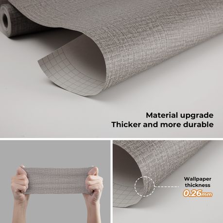 Self-Adhesive Faux Linen Wallpaper Peel and Stick PVC Wall Covering