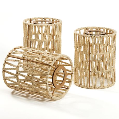 3-Piece Handcrafted Woven Rattan Lampshade Light Cover & Home Decor