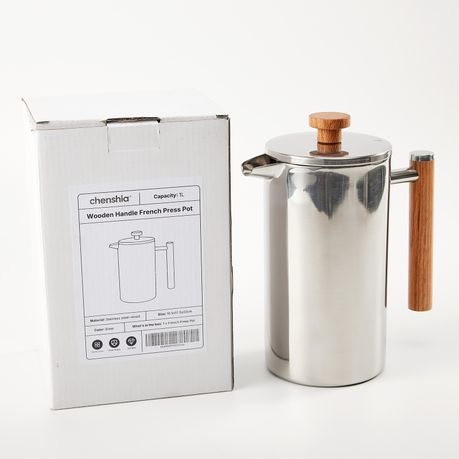 1L Stainless Steel French Press Coffee Maker - Silver