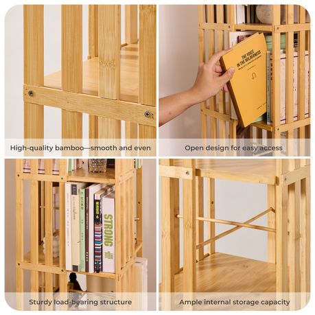 6-Tier 360° Rotating Bamboo Bookshelf