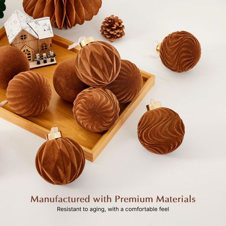 Chenshia 12Pc Velvet Pendant Decor Ball Shatterproof Ball Ornament Set