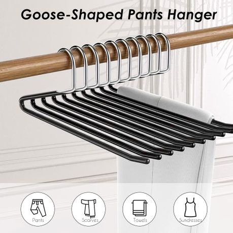 Open-Ended Rubber Coated Pant Hangers - 20-Pack