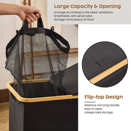 140L Double Laundry Hamper with Lid