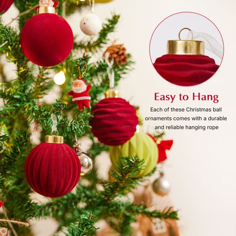 Chenshia 12Pc Velvet Pendant Decor Ball Shatterproof Ball Ornament Set