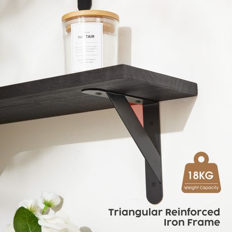 Wall Mounted Floating Corner Shelf Wooden Storage Rack Display Unit - 4 Pack