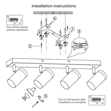 4-Head Adjustable Spotlight Ceiling Light