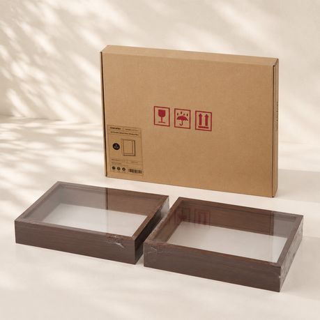 2pc A4 Double-Sided Glass Display - Dark Brown