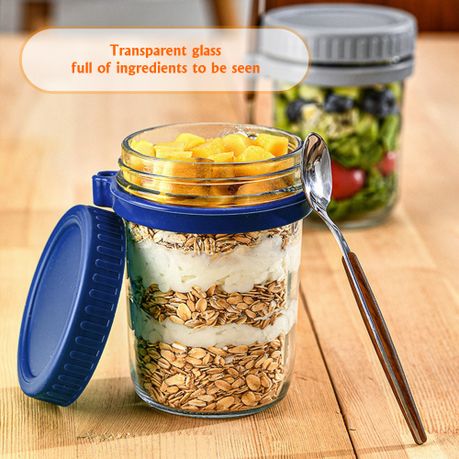 Glass Overnight Oats Jars 350ml - 4 Pack
