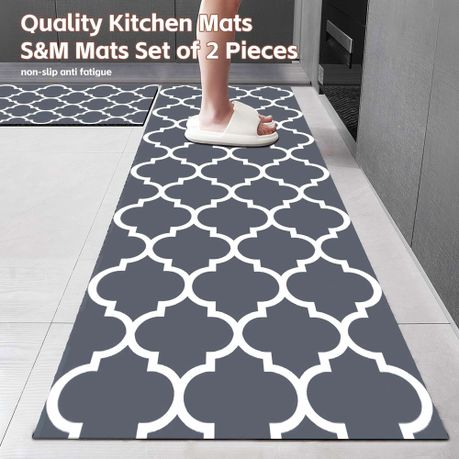 Blue Non-Slip Absorbent Floor Mat Set -50x80cm & 50x160cm Runner