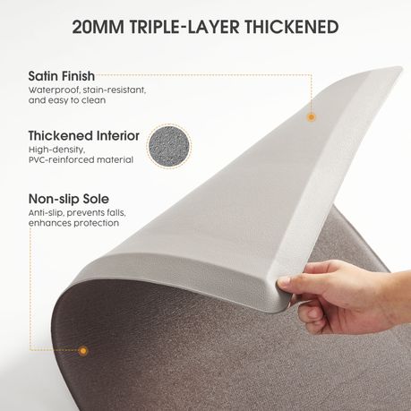 Grey Anti-Fatigue Kitchen Floor Mat 75x44cm