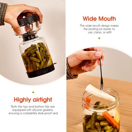 Chenshia 1L Glass Pickle Jar Hourglass Airtight Strainer Fermentation Tool