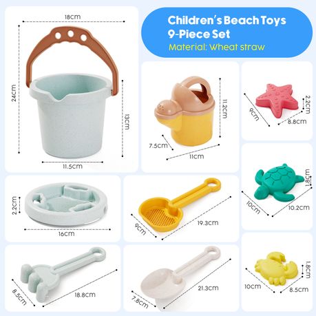 9Pc Kids Beach Toy Bucket Set