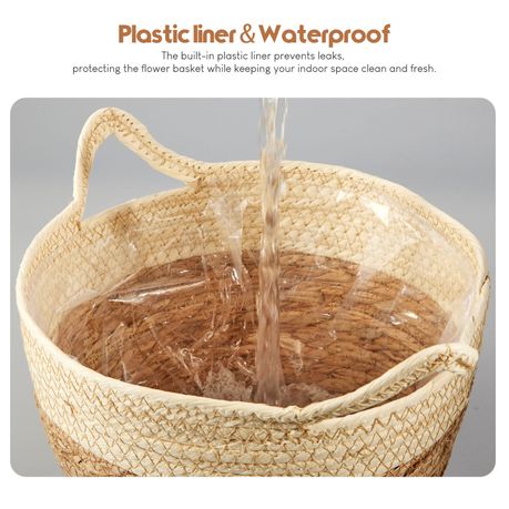 Woven Mat Grass Planter Flower Basket Set