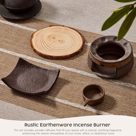 Ceramic Incense Holder & Wax Warmer Set