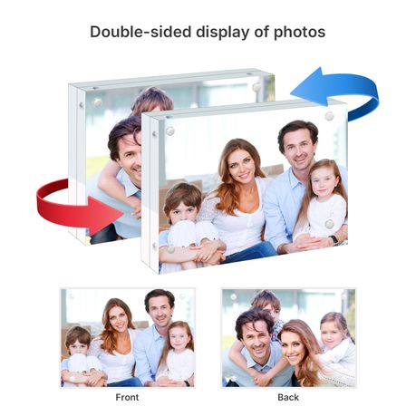 Chenshia 2Pc Acrylic Photo Frame Magnetic Dual-Sided Desktop Picture Frame