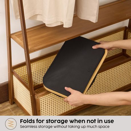 100L Collapsible Laundry Hamper with Lid & Removable Bag - Black