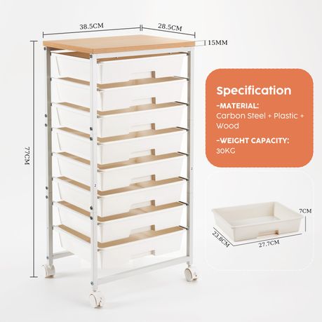 Chenshia 8-Drawer Rolling Utility Storage Organiser Cart