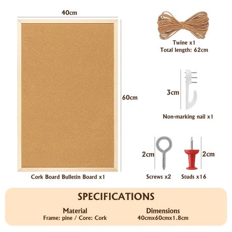 Cork Bulletin Message Board (600mm x 400mm)