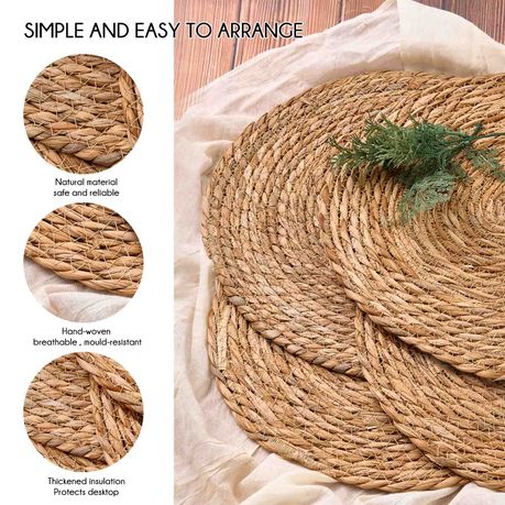 Round Woven Water Hyacinth Placemat Set - 10 Pack