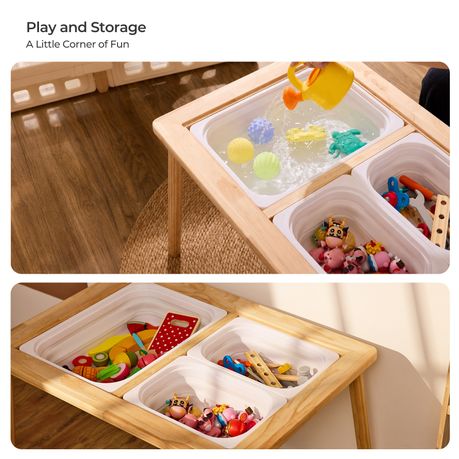 Wooden Kids Sensory Activity Table Set