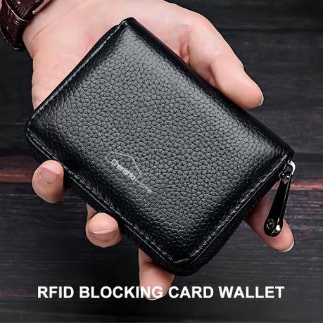 Faux Leather Wallet Unisex RFID Blocking Travel Card Holder - 12-Slot